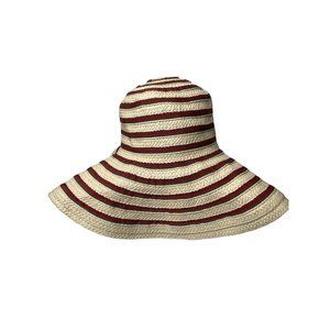 Abercrombie & Fitch women's hat sun beach red/green/beige striped